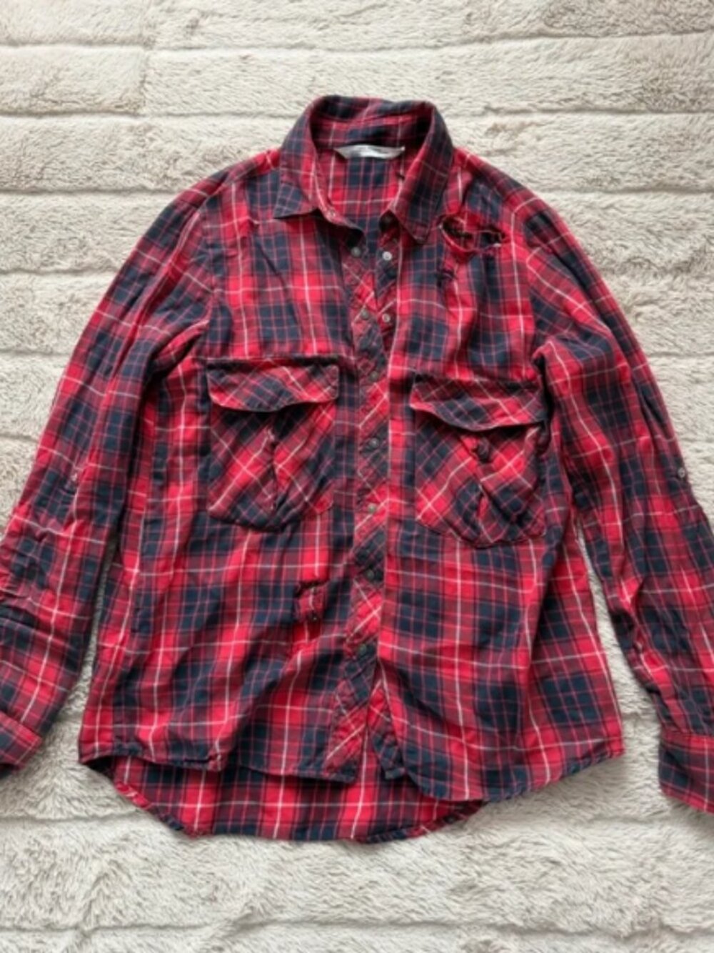Zara vintage red white check shirt 🔴⚪